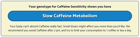 My caffeine sensitivity result.