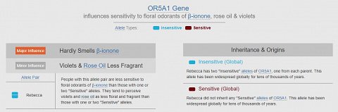 My variation of the OR5A1 gene, affecting sensitivity to floral scents.