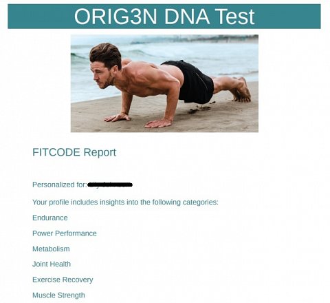 The front page of the PDF version of my FITCODE report.
