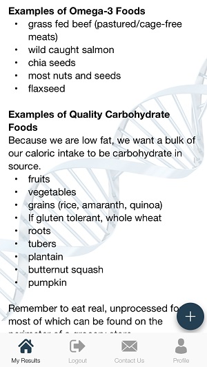 My Omega-3 and Carbohydrate recommendations.
