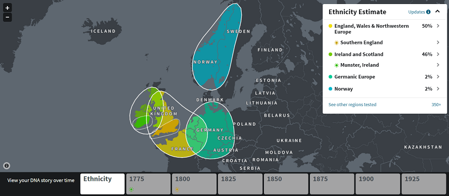 The Ancestry DNA Story map