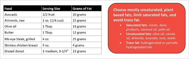 Advice on different types of fat.