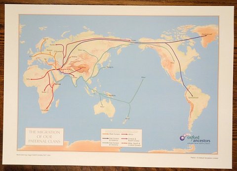 A map showing the migratory paths of paternal clans.
