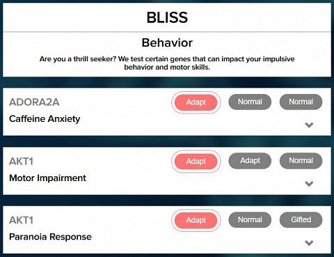 My ‘Adapt’ results for the Behavior results section.