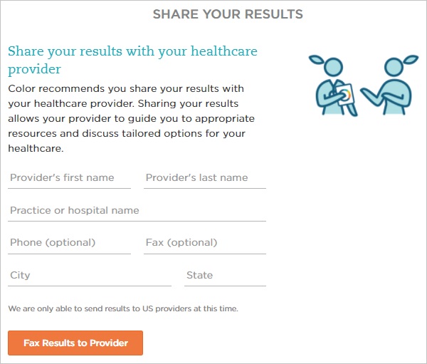 The form designed to help me share my results with my healthcare provider.